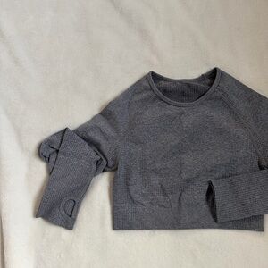 Gray Long Sleeve Workout Top